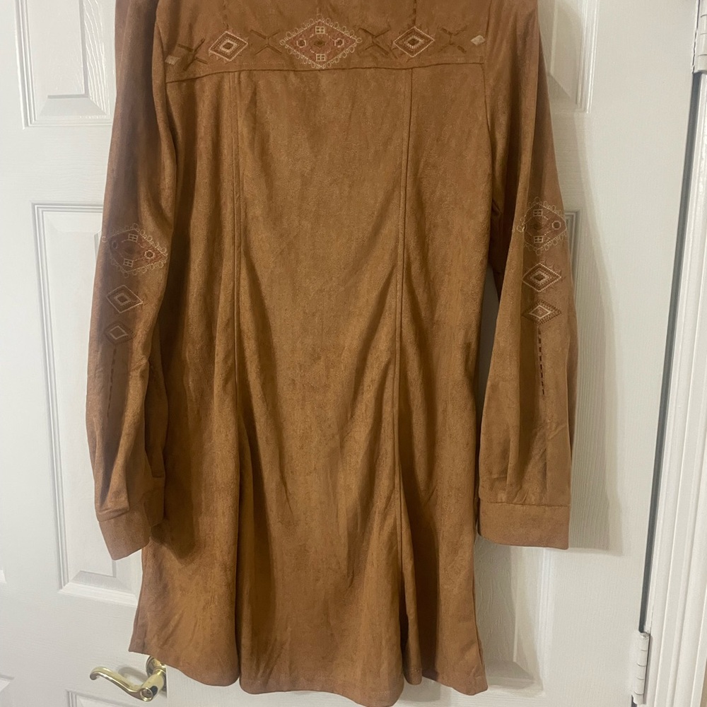 Boho Lace-Up Suede-Look Tunic style Brown - Picture 4 of 6